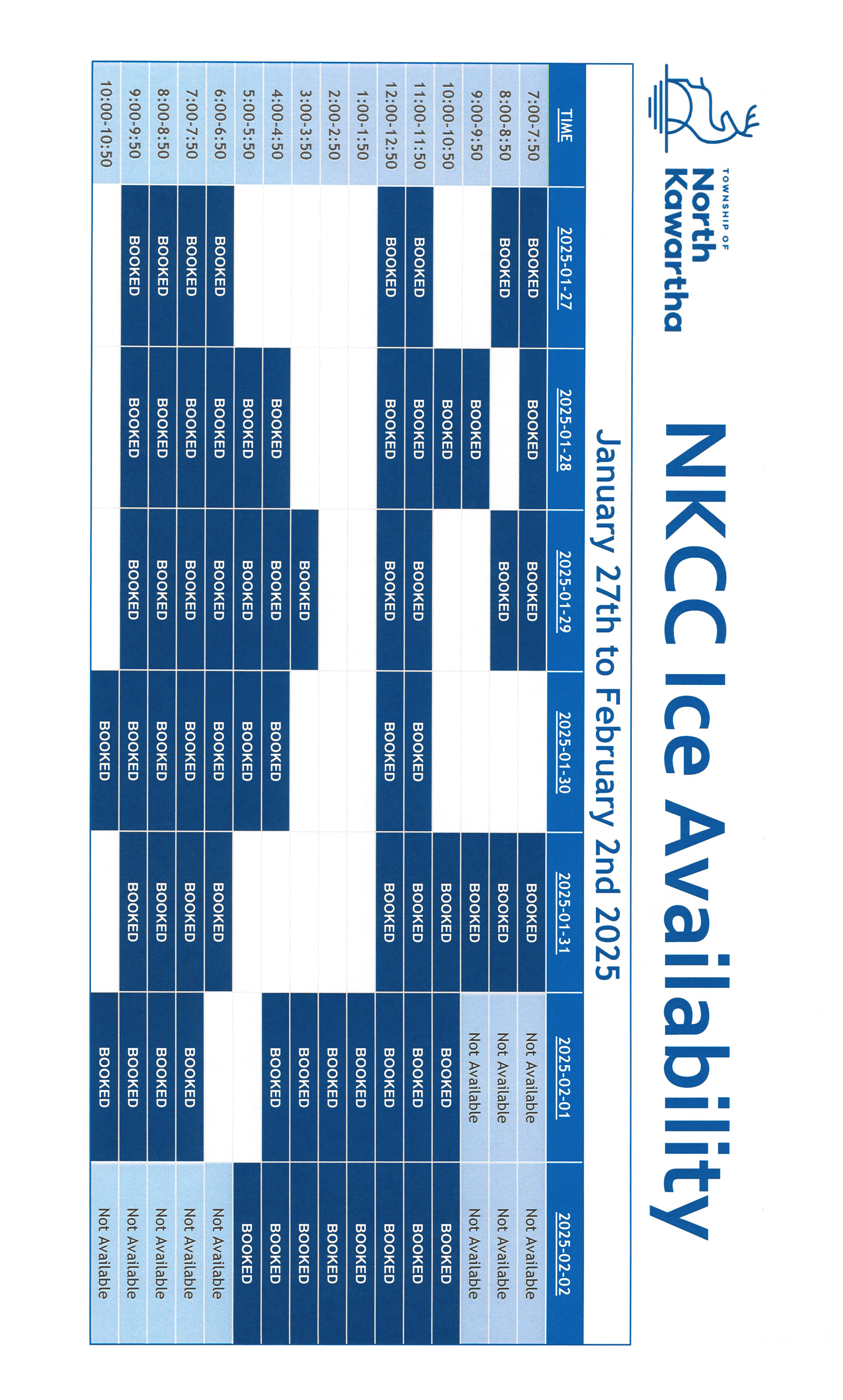 NKCC Ice availability - January 27th to February 2nd 2025