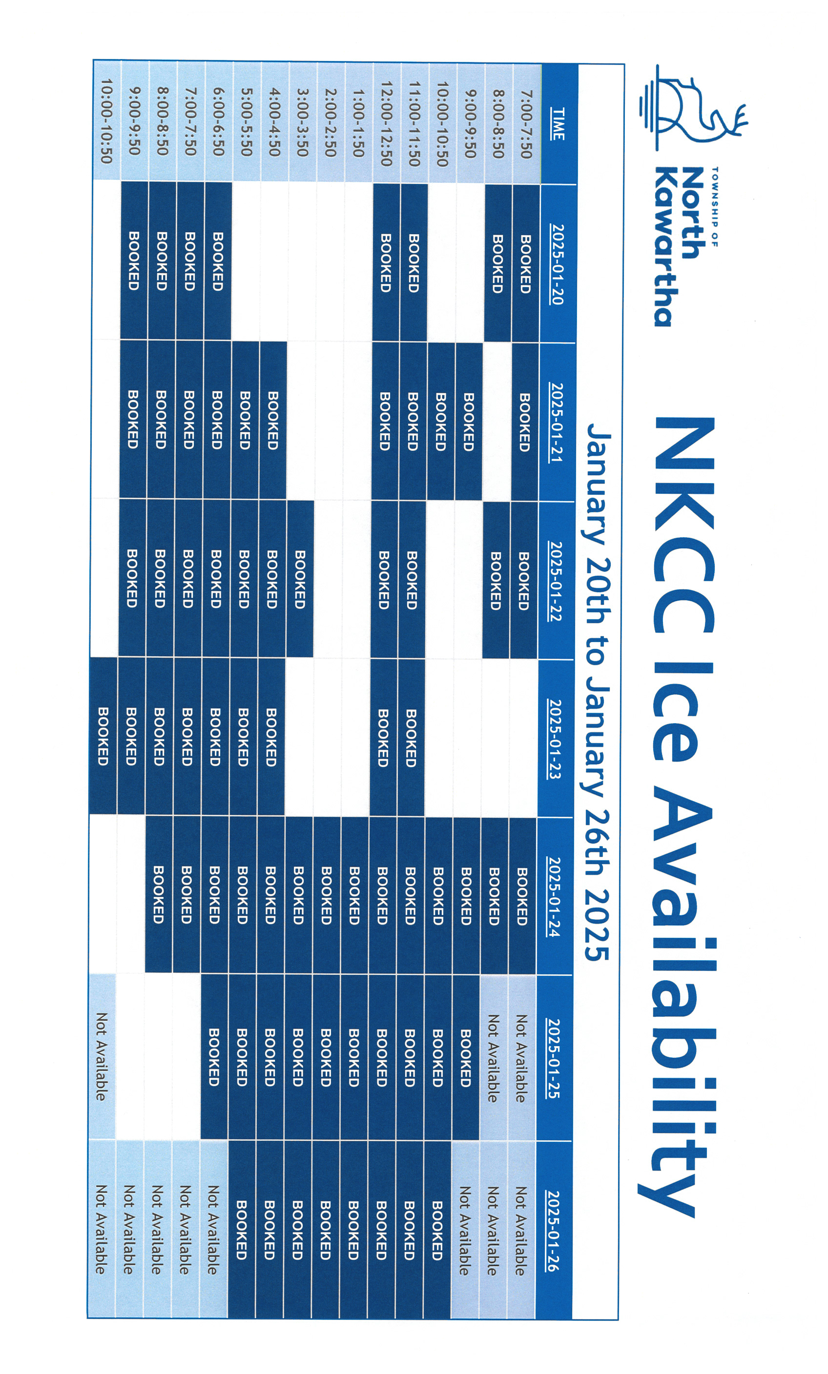 NKCC Ice availability - January 20th to 26th 2025